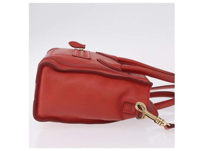 Céline CELINE Luggage Nano Shopper Hand Bag Leather 2way Red Gold - vista 3