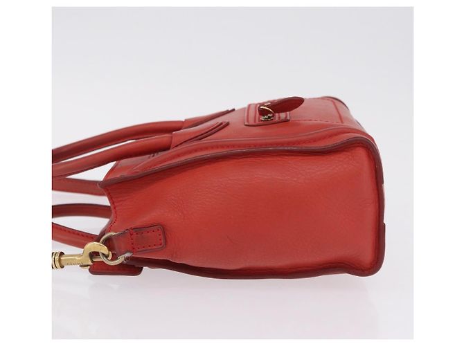 Céline CELINE Luggage Nano Shopper Hand Bag Leather 2way Red Gold - vista 5