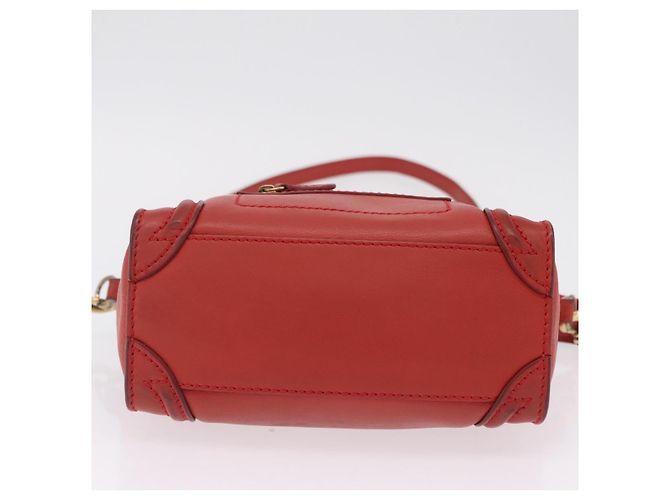 Céline CELINE Luggage Nano Shopper Hand Bag Leather 2way Red Gold - vista 6