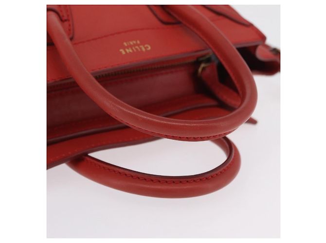 Céline CELINE Luggage Nano Shopper Hand Bag Leather 2way Red Gold - vista 7