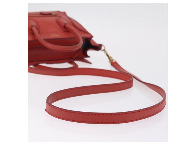 Céline CELINE Luggage Nano Shopper Hand Bag Leather 2way Red Gold - vista 8