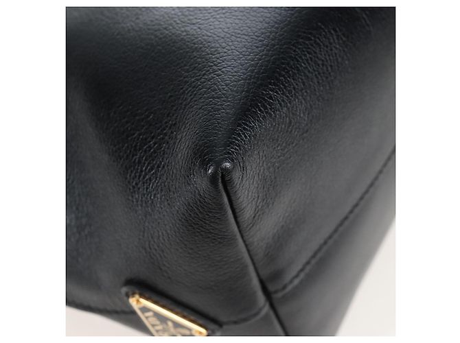 PRADA Hand Bag Leather 2way Black Gold - vista 18
