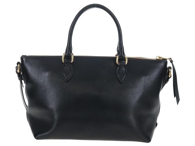 PRADA Hand Bag Leather 2way Black Gold - vista 2