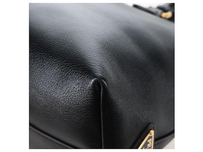 PRADA Hand Bag Leather 2way Black Gold - vista 21