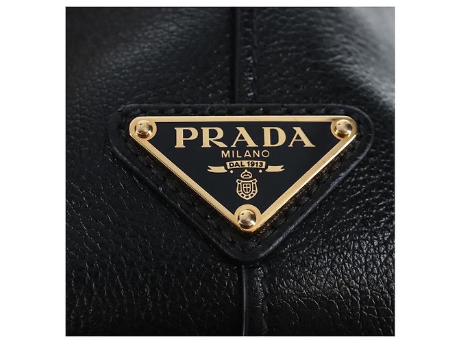PRADA Hand Bag Leather 2way Black Gold - vista 22