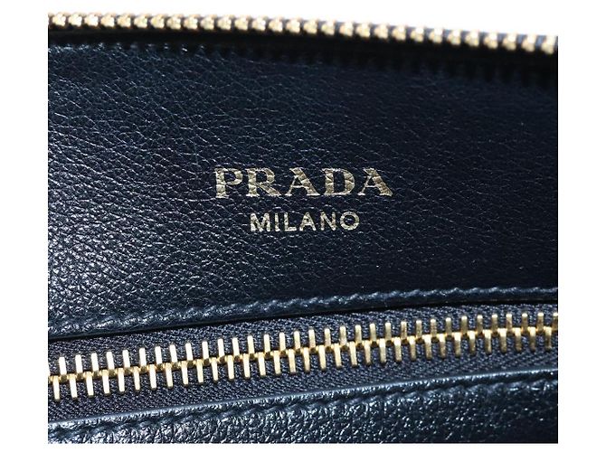 PRADA Hand Bag Leather 2way Black Gold - vista 24