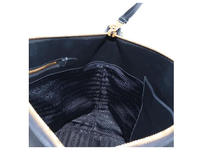 PRADA Hand Bag Leather 2way Black Gold - vista 25