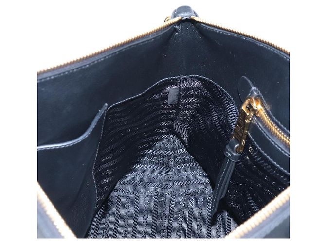 PRADA Hand Bag Leather 2way Black Gold - vista 26