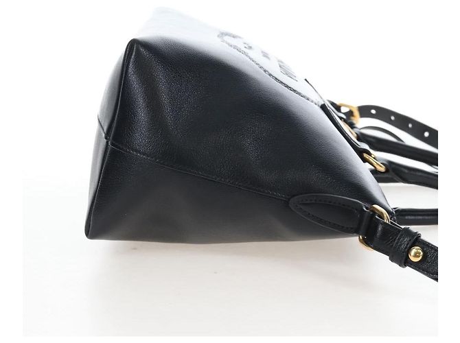 PRADA Hand Bag Leather 2way Black Gold - vista 4