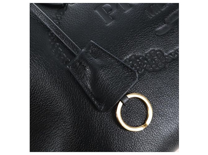 PRADA Hand Bag Leather 2way Black Gold - vista 9