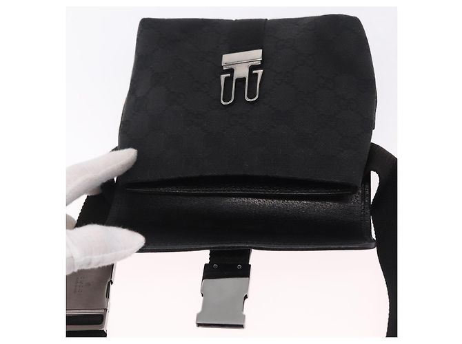 GUCCI GG Canvas Waist Bag Black Silver 131236 - vista 10
