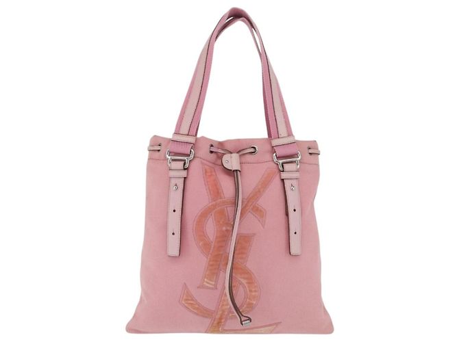 Autre Marque Saint Laurent Kahala Tote Bag Canvas Pink Silver - vista 13