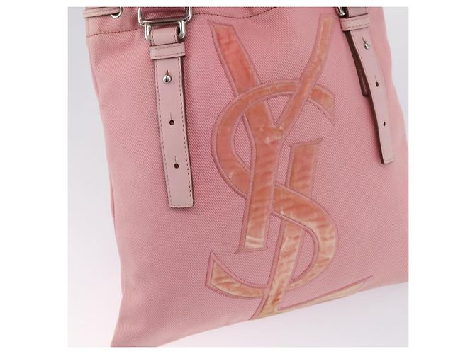 Autre Marque Saint Laurent Kahala Tote Bag Canvas Pink Silver - vista 21