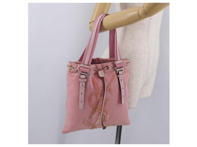 Autre Marque Saint Laurent Kahala Tote Bag Canvas Pink Silver - vista 27