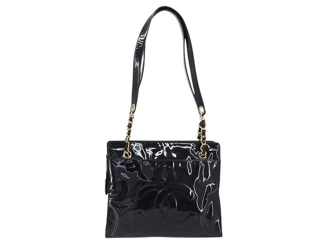 CHANEL COCO Mark Chain Shoulder Bag Patent Black Gold Tone CC - vista 13