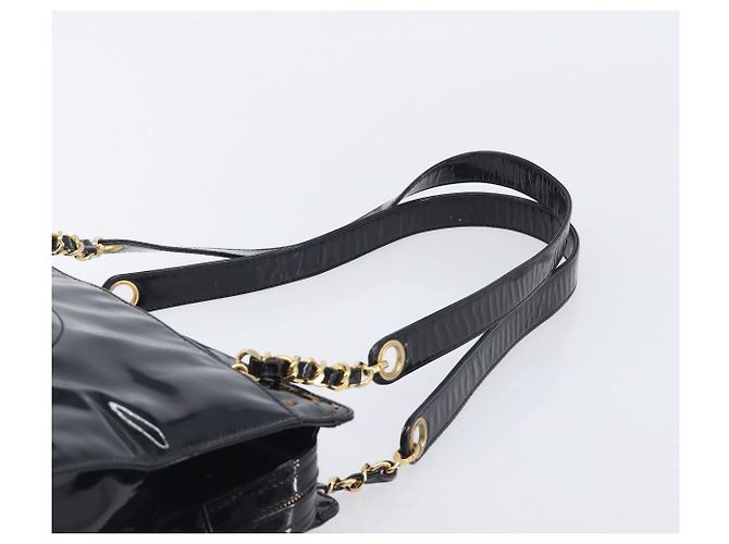 CHANEL COCO Mark Chain Shoulder Bag Patent Black Gold Tone CC - vista 14