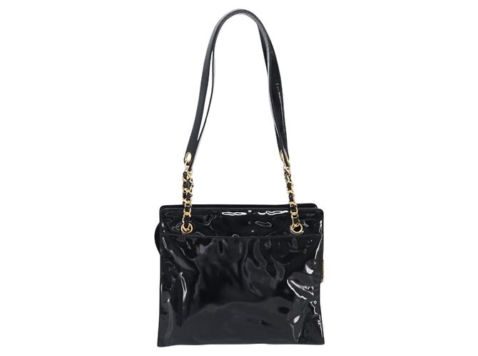 CHANEL COCO Mark Chain Shoulder Bag Patent Black Gold Tone CC - vista 2