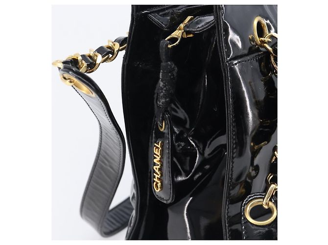 CHANEL COCO Mark Chain Shoulder Bag Patent Black Gold Tone CC - vista 21