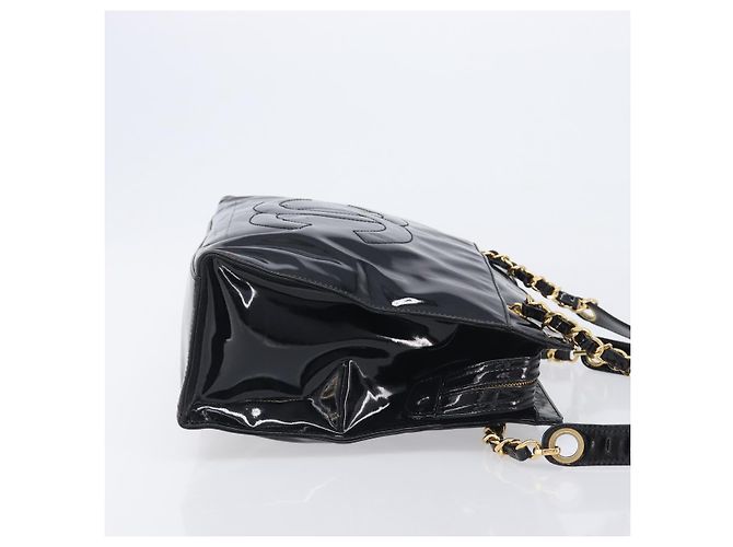 CHANEL COCO Mark Chain Shoulder Bag Patent Black Gold Tone CC - vista 3
