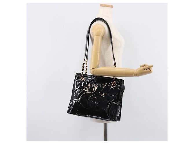 CHANEL COCO Mark Chain Shoulder Bag Patent Black Gold Tone CC - vista 31
