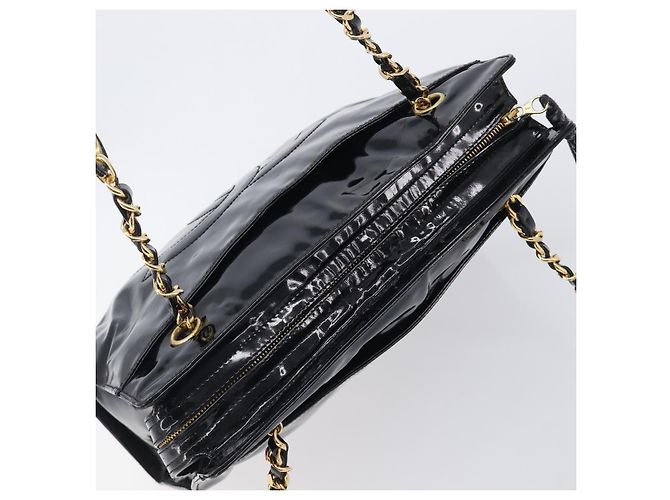 CHANEL COCO Mark Chain Shoulder Bag Patent Black Gold Tone CC - vista 6