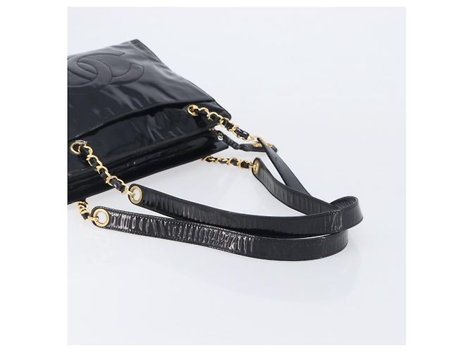 CHANEL COCO Mark Chain Shoulder Bag Patent Black Gold Tone CC - vista 7