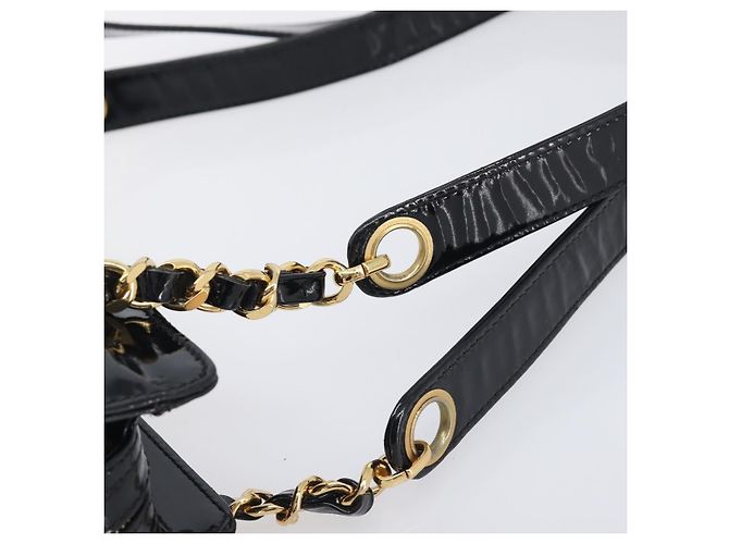 CHANEL COCO Mark Chain Shoulder Bag Patent Black Gold Tone CC - vista 8