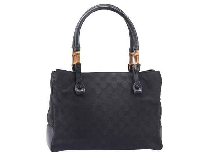GUCCI GG Canvas Bamboo Hand Bag Black 112526 - vista 13