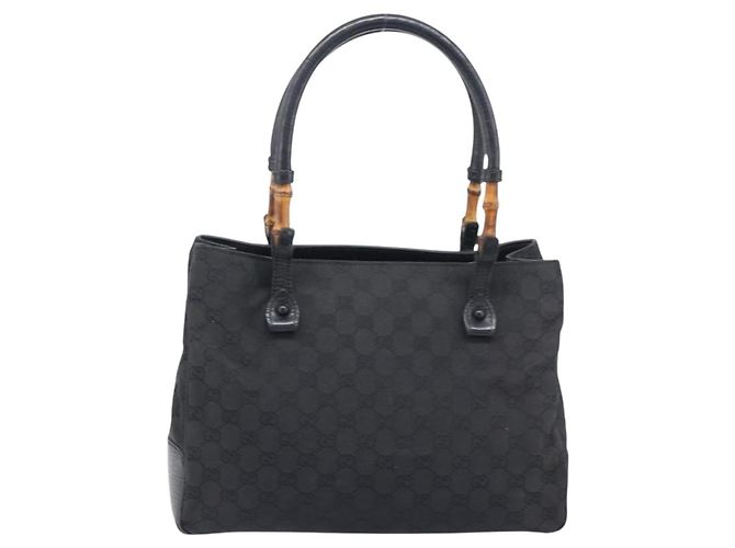 GUCCI GG Canvas Bamboo Hand Bag Black 112526 - vista 2