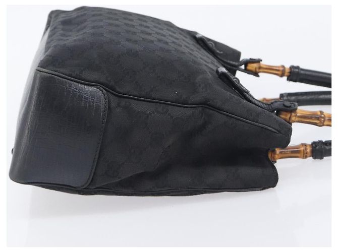 GUCCI GG Canvas Bamboo Hand Bag Black 112526 - vista 3