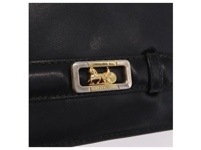 Céline CELINE Hand Bag Leather Black Gold Tone - vista 23