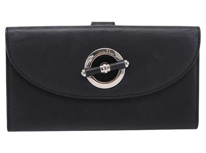 Christian Dior Long Wallet Leather Black Silver - vista 13