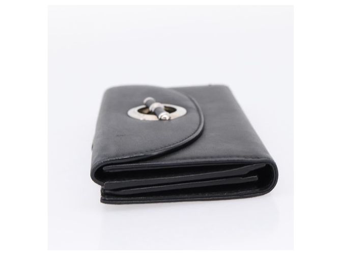 Christian Dior Long Wallet Leather Black Silver - vista 3