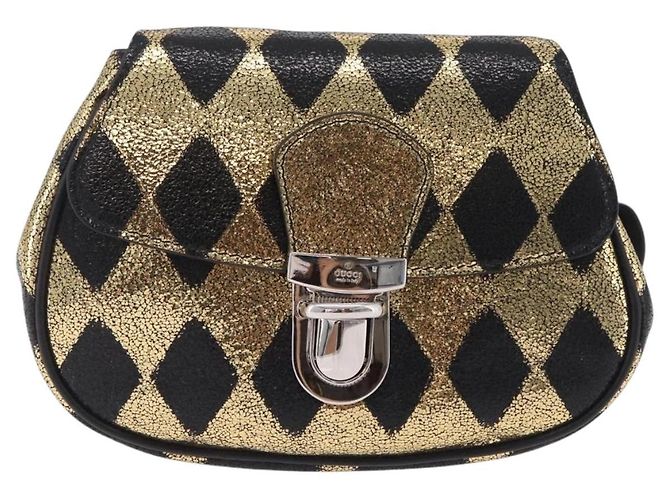 GUCCI Waist Bag Leather Gold Silver 605112 - vista 2