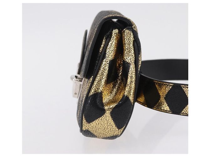 GUCCI Waist Bag Leather Gold Silver 605112 - vista 4