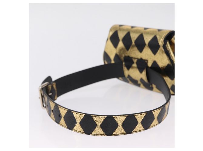 GUCCI Waist Bag Leather Gold Silver 605112 - vista 7
