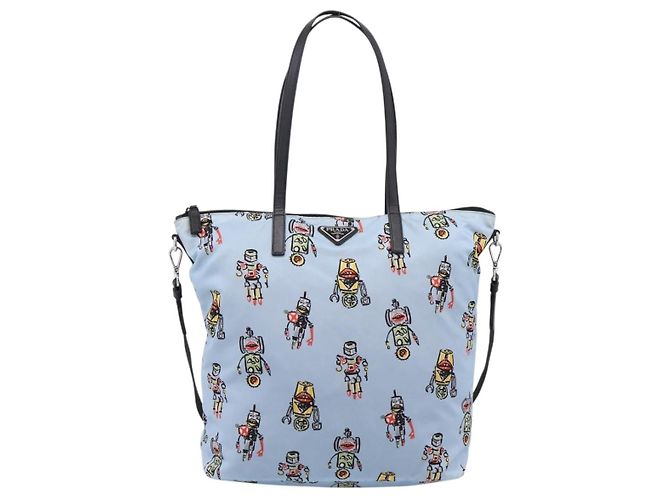 PRADA Tote Bag Nylon 2way Light Blue Silver - vista 13