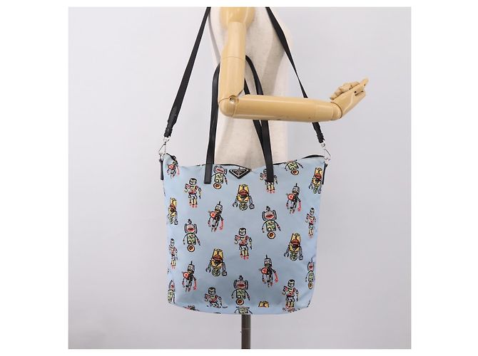 PRADA Tote Bag Nylon 2way Light Blue Silver - vista 27