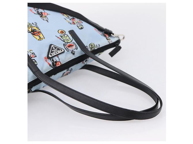 PRADA Tote Bag Nylon 2way Light Blue Silver - vista 7