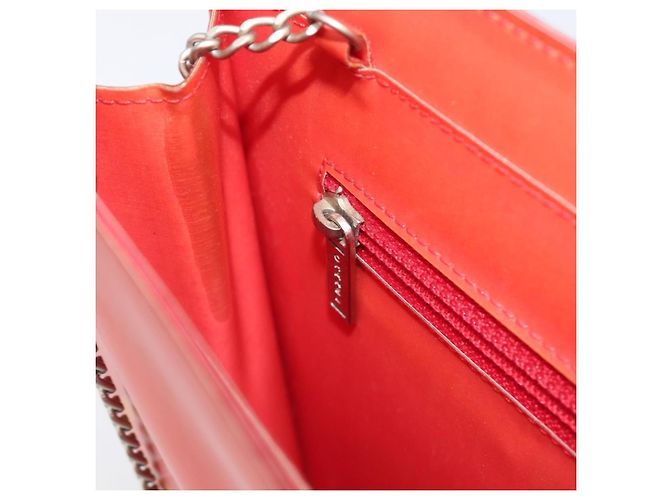 CHANEL Hologram Chain Shoulder Bag Vinyl Orange Silver CC - vista 21