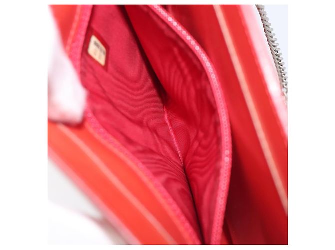 CHANEL Hologram Chain Shoulder Bag Vinyl Orange Silver CC - vista 22