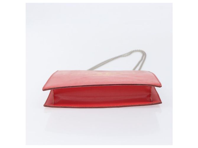 CHANEL Hologram Chain Shoulder Bag Vinyl Orange Silver CC - vista 5