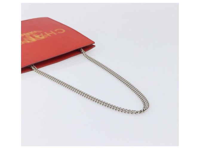 CHANEL Hologram Chain Shoulder Bag Vinyl Orange Silver CC - vista 7