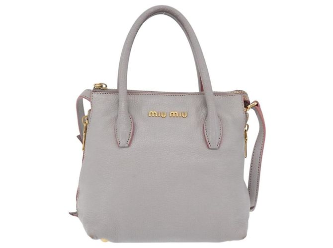 Miu Miu Hand Bag Leather 2way Gray Gold - vista 13