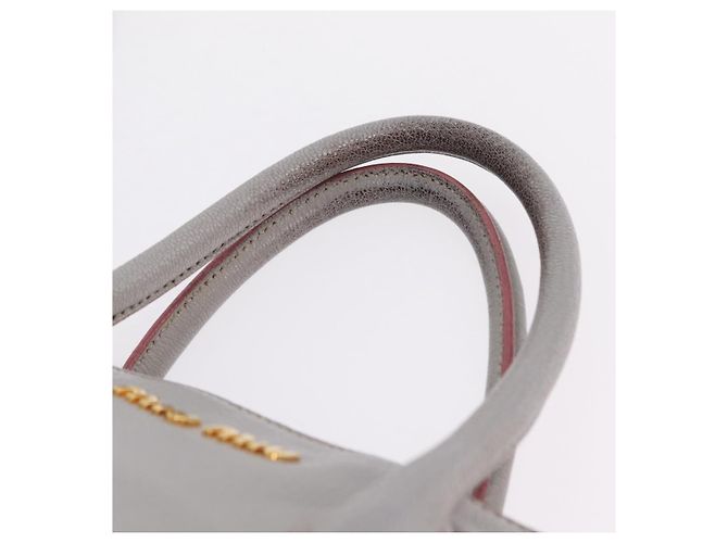 Miu Miu Hand Bag Leather 2way Gray Gold - vista 15
