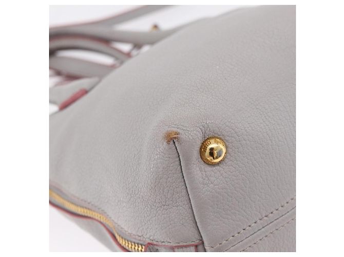Miu Miu Hand Bag Leather 2way Gray Gold - vista 21