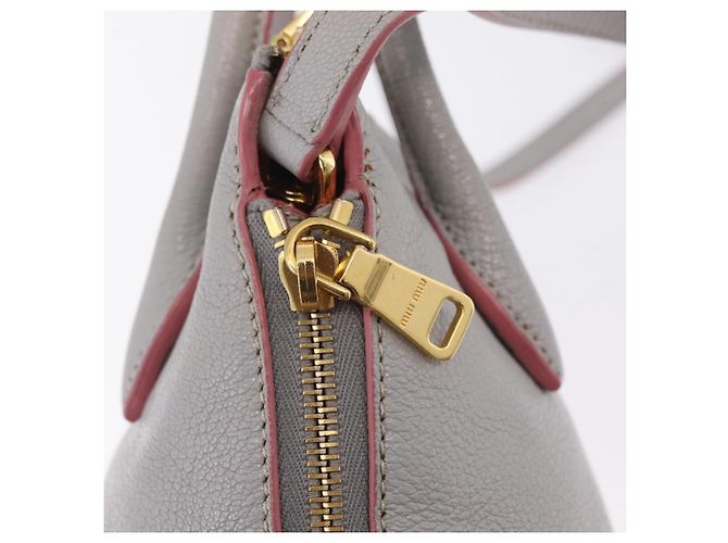 Miu Miu Hand Bag Leather 2way Gray Gold - vista 23