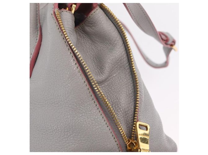 Miu Miu Hand Bag Leather 2way Gray Gold - vista 24
