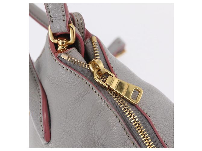 Miu Miu Hand Bag Leather 2way Gray Gold - vista 25
