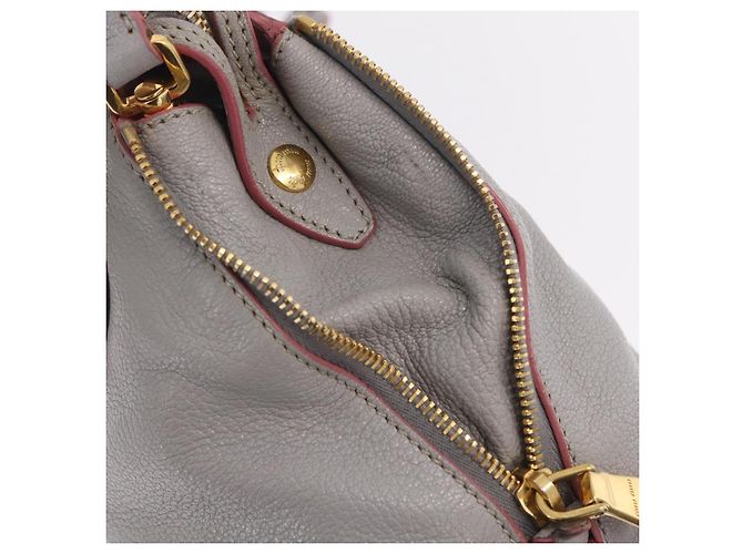 Miu Miu Hand Bag Leather 2way Gray Gold - vista 26